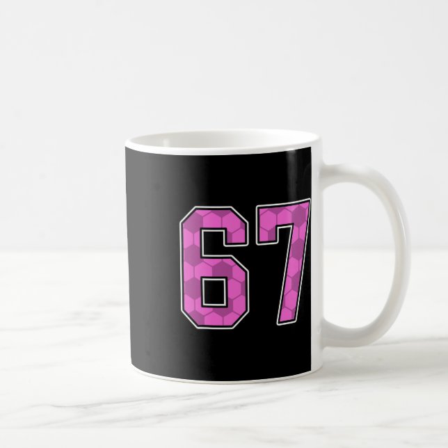Pink Soccer Pattern Number 67 Jersey Player Unifor Coffee Mug (Right)