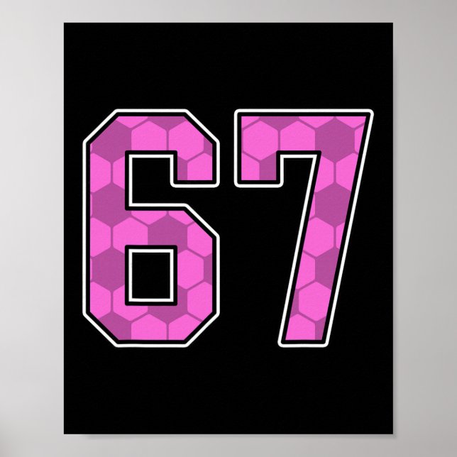 Pink Soccer Pattern Number 67 Jersey Player Unifor Poster (Front)