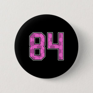 Pink Soccer Pattern Number 84 Jersey Player Unifor 6 Cm Round Badge