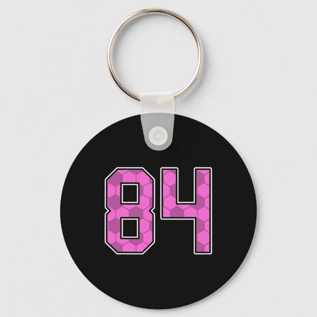 Pink Soccer Pattern Number 84 Jersey Player Unifor Key Ring (Front)