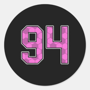 Pink Soccer Pattern Number 94 Jersey Player Unifor Classic Round Sticker