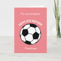 Pink Soccer Sport 12th Birthday Card