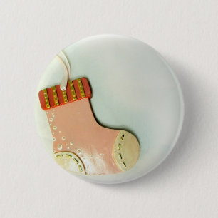 Pink Sock Ornament 6 Cm Round Badge
