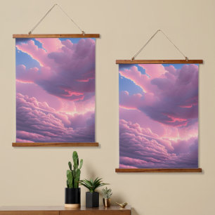 Pink Soft Clouds Hanging Tapestry
