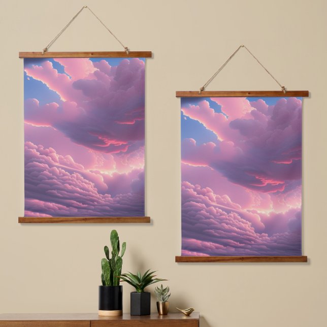 Pink Soft Clouds Hanging Tapestry (Asymmetrical)