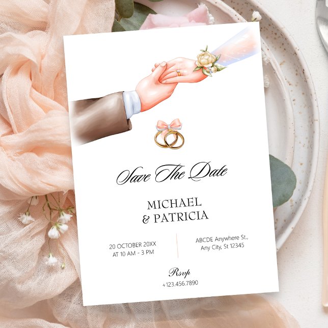 Pink soft couple ring wedding Invitation (Creator Uploaded)