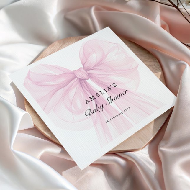 Pink Soft Elegant Bow Baby Shower Napkin (Creator Uploaded)