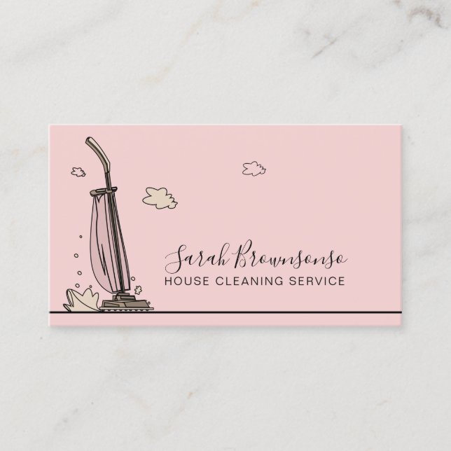 Pink Soft Janitorial Maid House Cleaning Services Business Card (Front)