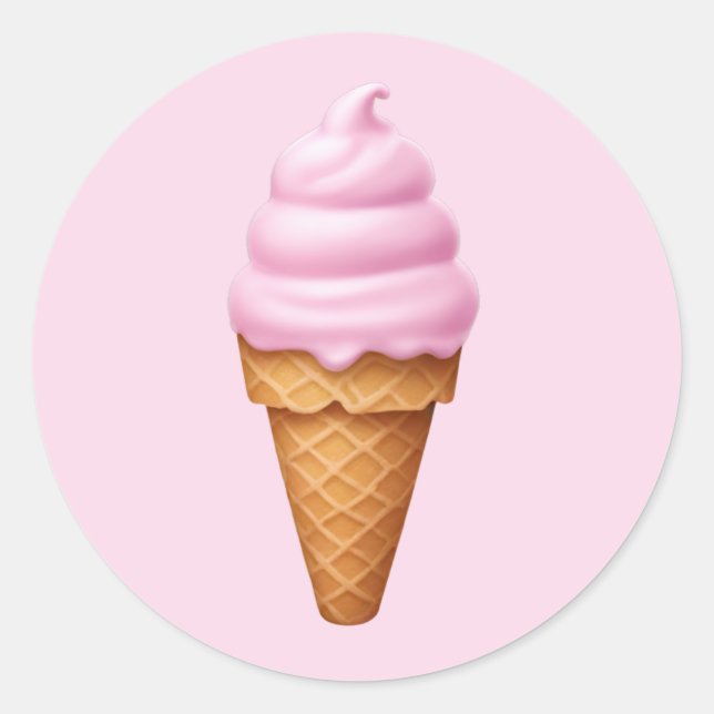 Pink Soft Serve Ice Cream Emoji  Classic Round Sticker (Front)