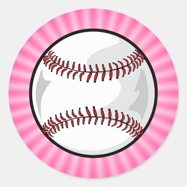 Pink Softball Classic Round Sticker (Front)