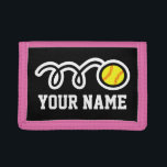 Pink softball wallet for girl | Sporty kids design<br><div class="desc">Pink softball wallet for girl | Sporty kids design. Personalizable name. Cool sports gift idea for teen children Personalised present with name or initials. Girly pink and other colours available.</div>
