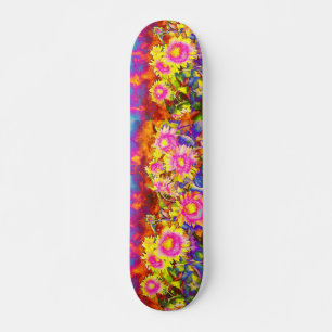 Pink solar sunflower fields skateboard