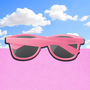 pink solid colour monogrammed sunglasses