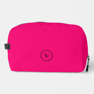 Pink solid colour neon monogram modern trendy dopp kit