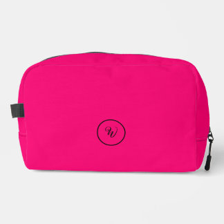 Pink solid colour neon monogram modern trendy  dopp kit