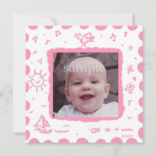 Pink Songbird Birth Announcement
