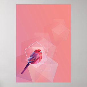 Pink Songbird In Abstract Poster