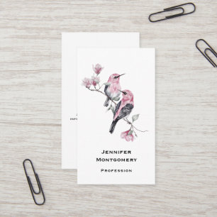 Pink Songbirds on a Tree Branch Business Card