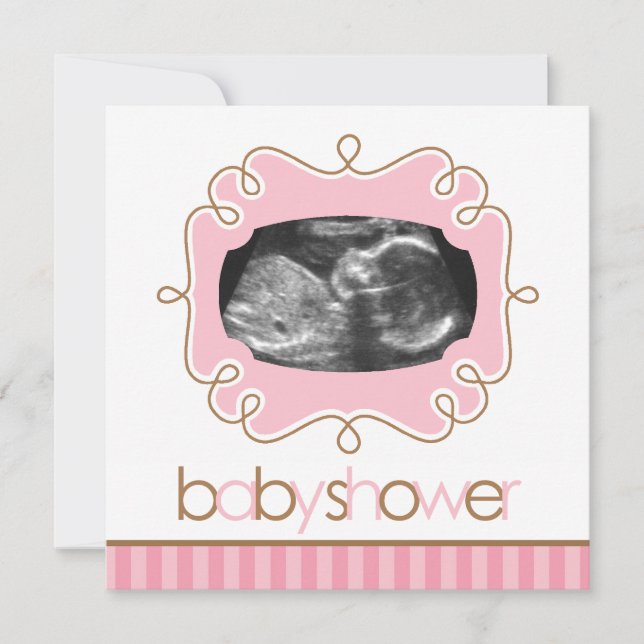 Pink Sonogram Baby Showerns Invitation (Front)