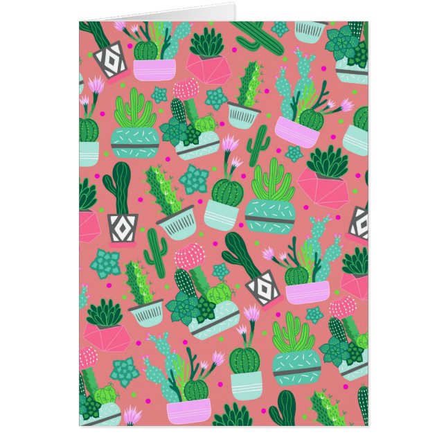 Pink Southwestern Cactus Pattern Thank You (Front)