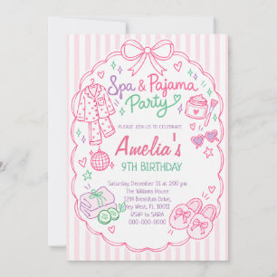 Pink Spa and Pajama Birthday Party Invitation