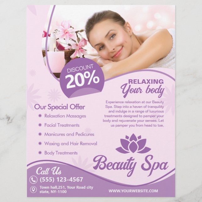 Pink Spa, Beauty Salon, Wellness Centre Flyer (Front)