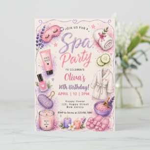 Pink Spa Pamper Party Birthday Invitation