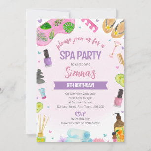 Pink Spa Party Birthday Invitation Pamper & Relax