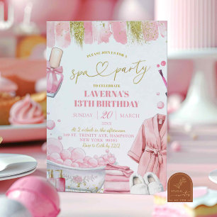 Pink Spa Party Manicure Pedicure Birthday Invitation