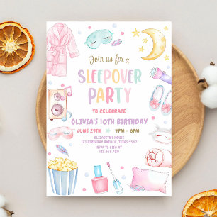 Pink Spa Sleepover Tween Birthday Invitation