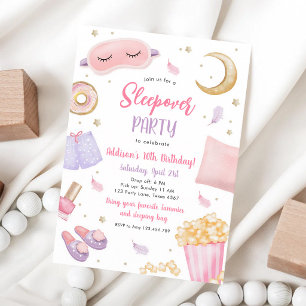 Pink Spa Slumber Party Girl Birthday Invitation