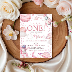 Pink Space 1st Trip Around the Sun Invite