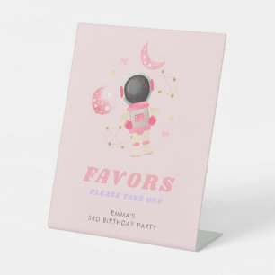Pink Space Astronaut Birthday Favours Sign