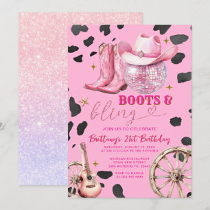 Pink Space Cowgirl Adult Birthday Party Invitation