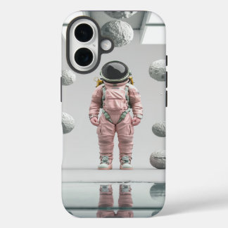Pink Space Explorer – Cartoon Astronaut iPhone 16 Case