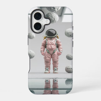 Pink Space Explorer – Cartoon Astronaut iPhone 16 Case