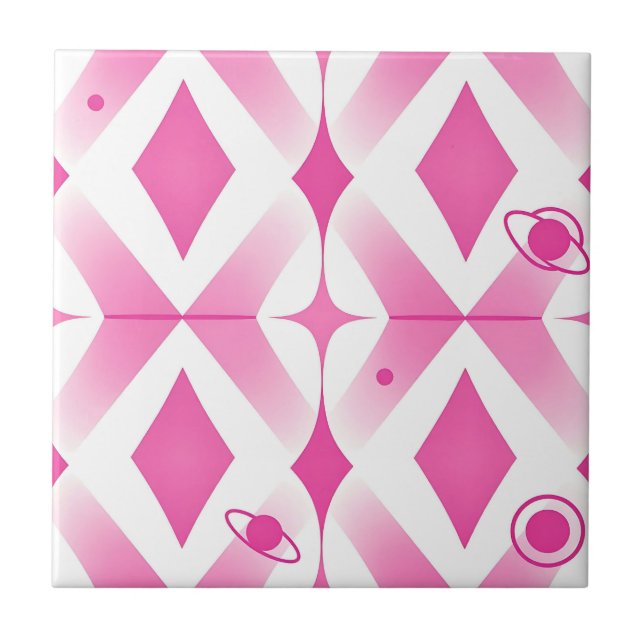 Pink Space Geometric Pattern Ceramic Tile (Front)