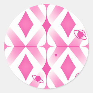 Pink Space Geometric Pattern Classic Round Sticker