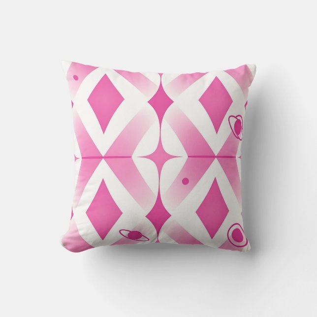 Pink Space Geometric Pattern Cushion (Front)