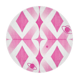 Pink Space Geometric Pattern Cutting Board
