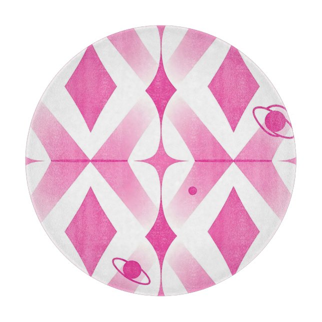 Pink Space Geometric Pattern Cutting Board (Front)
