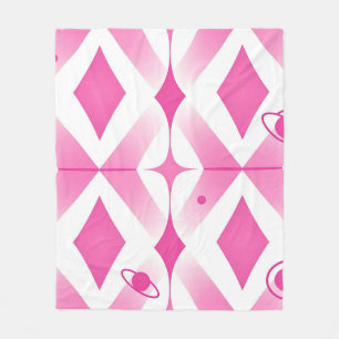 Pink Space Geometric Pattern Fleece Blanket