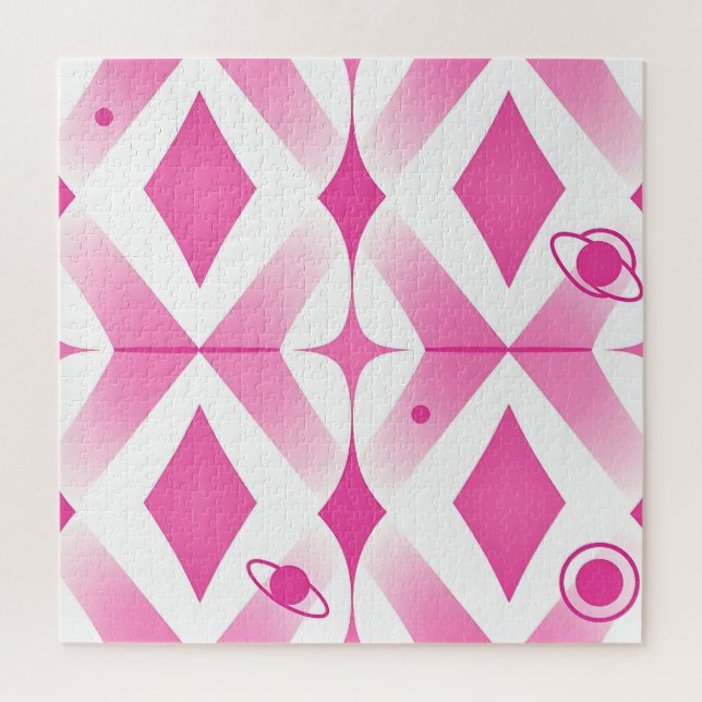 Pink Space Geometric Pattern Jigsaw Puzzle (Vertical)