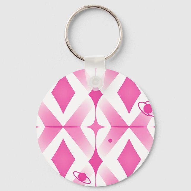 Pink Space Geometric Pattern Key Ring (Front)
