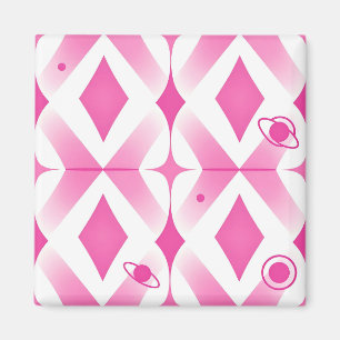 Pink Space Geometric Pattern Magnet
