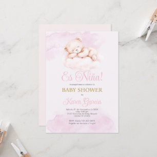 Pink Spanish Baby Shower Girl Invitation
