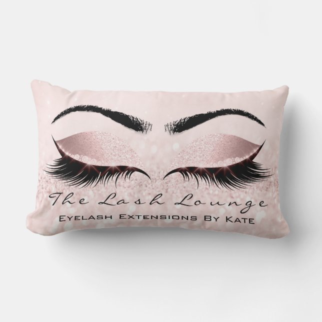 Pink Spark Glitter Makeup Lash Eye Princess Girly Lumbar Cushion (Front)