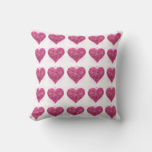 Pink sparking glitter heart love cushion