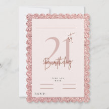 Pink Sparkle 21st Birthday Invitations 