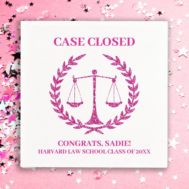 Pink Sparkle Aesthetic Law School Graduation Party Napkin (Creator Uploaded)